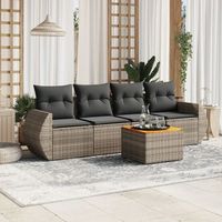 conjunto de sofas jardin con cojines 5 uds  mueble jardin mesa y sillas ratan sintetico gris cfw849092