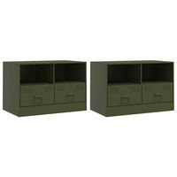 muebles para tv  mueble de salon  gabinete de tv 2 unidades acero verde oliva 67x39x44 cm
