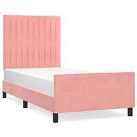 cama individual  cama de adulto  estructura de cama con cabecero de terciopelo rosa 100x200 cm