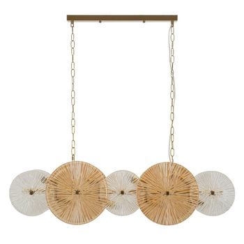 Lámpara De Araña De Metal Dorado Y Cristal (100 X 23 X 28-94 Cm)