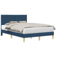 cama matrimonial  cama para adulto  estructura de cama con cabecera azul 140 x 200 cm tela