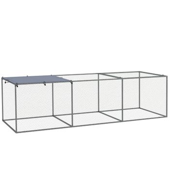 PawHut Jaula para pequeños animales recinto gallinero exterior 3 m² 3x1x0,8 m acero galvanizado   Aosom España