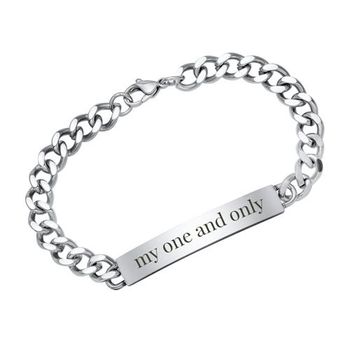 Moderna pulsera de acero inoxidable con grabado láser