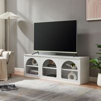 mueble tv trorhun diseno arqueado de 2 niveles 140x38x48cm - blanco encasa