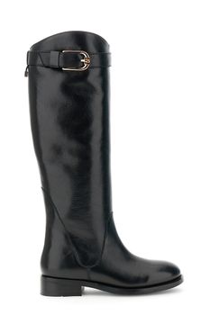 botas altas de piel con hebilla dorada black 38