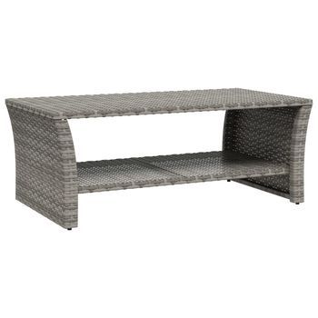 Mesa De Centro 100x50x40 Cm Ratán - Gris