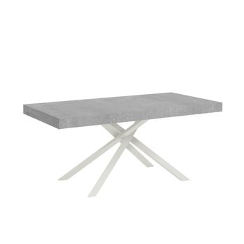 Mesa extensible 90x180/284 cm efecto madera gris cemento, hierro