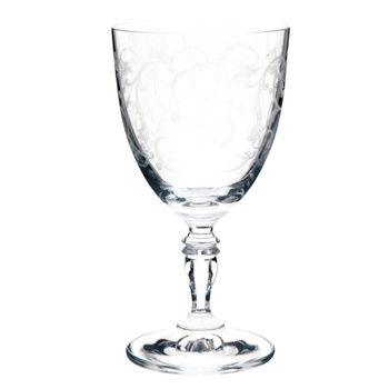 Copa para agua de vidrio transparente con flores