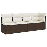 sofa de jardin con cojines 4 plazas  sofa de exterior ratan sintetico marron