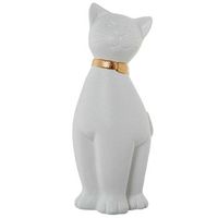 figura gato blanco y dorado
