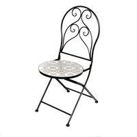 lote de 2 sillas de jardin bistro plegables  mosaico decorativo  metal negro  30x50x93 cm