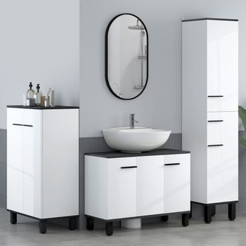 Mueble Bajo Lavabo De Melamina De Madera Homcom 80x34x60 Cm Blanco