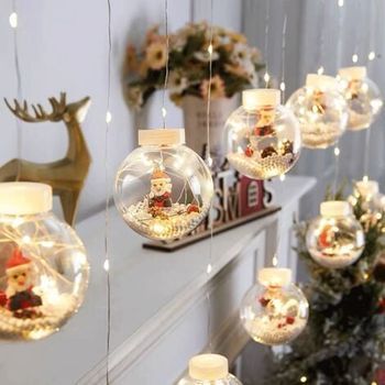 Guirnaldas De Luces Solares Con 10 Led, Energía Solar, Luces De Cadena Para Exteriores E Interiores, Decoración Navideña (papá Noel)