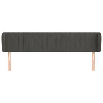 Cabecero Cama Mueble De Dormitorio De Terciopelo Oscuro 203 X 23 X 78/88 Cm Gris M02_0008263