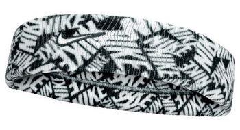 Cinta para la cabeza con esponja estampada nike swoosh classic negro blanco