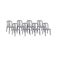 conjunto de 8 sillas de jardin apilables sin reposabrazos de material sintetico gris y negro spezia - gris