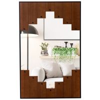 costway espejo de pared rectangular con marco en forma de llave de piano gancho bidireccional para sala de estar dormitorio 95 x 60 cm negro