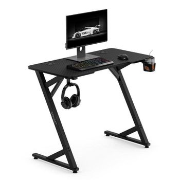 Mesa Gaming Sense7 Vamo 100x50 cm Acero y textura fibra carbono negra