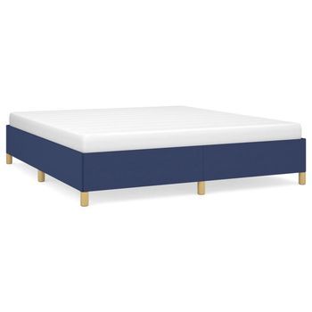 Cama Tapizada 203x180x35 Cm Tejido (100 % Poliéster), Contrachapado Y Madera Tratada - Azul