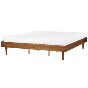 Cama Moderna 180 X 200 Cm Con Somier De Láminas Sin Cabecero Madera De Fresno Marrón Toucy