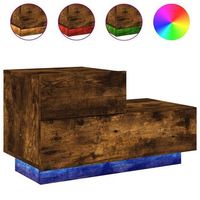 mesita de noche con luces led roble ahumado 70x36x405 cm vidaxl