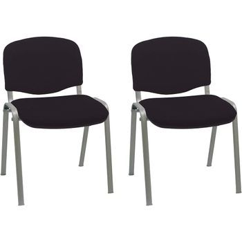 Pack 2 - Sillas De Confidente Iso Chásis Acero Negro - Tapizado Negro