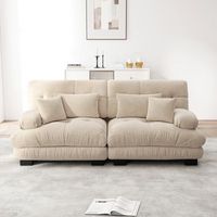 sofa esquinero cloud sofa doble con 2 cojines lumbares y 2 cojines decorativos estructura de madera maciza chenilla marron claro