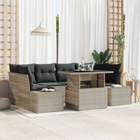 juego de sofas de jardin de 7 piezas con cojines gris claro de ratan poliester v2321 unico  gris