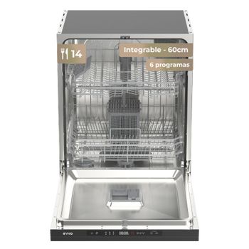 Lavavajillas Integrable EVVO Di.2Y 60cm 14 Cubiertos, 6 Programas + Display, Panel Táctil, Auto Open
