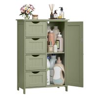 armario de bano estrecho comoda con cajones estante ajustable verde bosque  con 4 cajones 30p x 55a x 82a cm