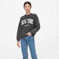anine bing ramona organic cotton-jersey sweatshirt - xs