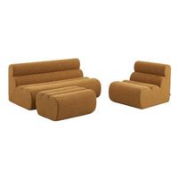 sofa envasado al vacio modular de borreguito con reposapies 3 plazas