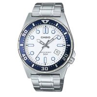 casio mtd-135d-7a r reloj deportivo de acero con esfera blanca resistente al agua 100m