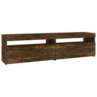 2 uds mueble tv  mueble de salon  armario tv con luces led roble ahumado 75x35x40 cm