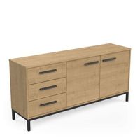 aparador craft 2 puertas 3 cajones en roble y negro 72x40x153cm