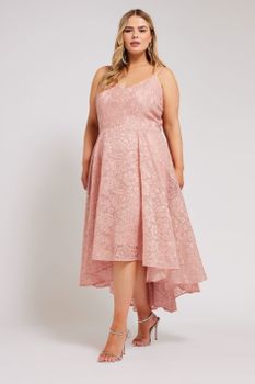 Yours London Vestido Rosa De Encaje Con Tirantes, Mujer Curvy Y Tallas Grandes, Yours London