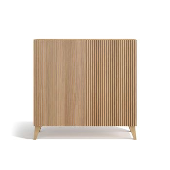 Zapatero melamina roble dorado puertas impresas vallado 90x90x27cm