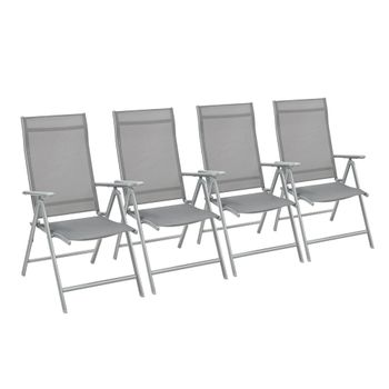 Silla de Jardín Plegable Resistente, Superficie de Tela Gris + Reposabrazos Gris / 4
