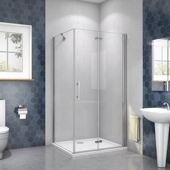 Aica Mampara De Ducha Frontal Plegable Y Panel Lateral Una Barra 45cm Perfil Cromado Vidrio Antical 6mm (1180-1200)x(740-760)x1950mm