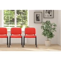 silla con patas de metal y asiento en tela rojo