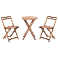 conjunto de balcon de madera de acacia mobiliario de jardin plegable marron sacile