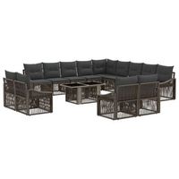 conjunto de sofas de jardin 14 uds gris y gris oscuro vidaxl