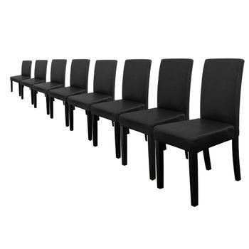 8x Sillas Tapizadas De Piel Sintética Con Patas De Madera 90x42x48 Cm Negro [en.casa]