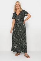 yours vestido maxi negro de flores grises mujer curvy y tallas grandes yours