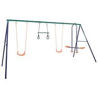 juego de columpios con aros de gimnasia y 4 asientos acero vidaxl