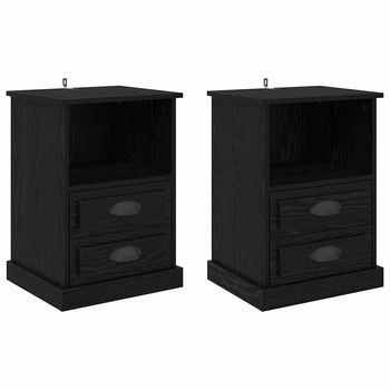 Juego De Mesitas De Noche - Armarios De Noche Con Cajón Roble Negro 43 X 36 X 60 Cm Mc6940