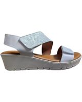 de mawen sandalia con cuna media y velcro estilo brillante ajuste per plateado