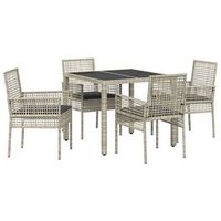 conjunto de comedor de jardin 5 piezas  mueble de jardin gris claro ratan sintetico