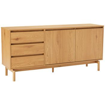 Aparador De Madera Natural De 160cm Con 2 Puertas Y 3 Cajones Sarah