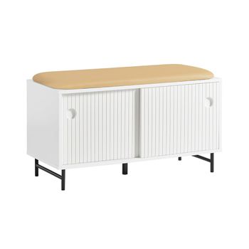 Banco zapatero con puertas correderas madera blanco